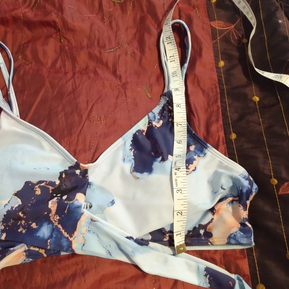 Blue Abstract Pattern 2pc Top and Skirt Swimsuit Set - Picture 7 of 12